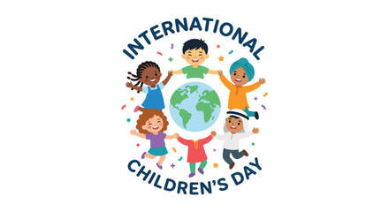 Fototapeta premium international children s day illustration with children and globe