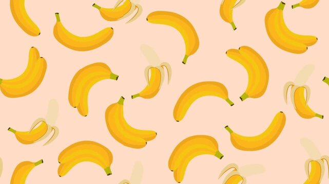 Animated banana seamless pattern video with tropical fruit theme for fun and colorful backgrounds.