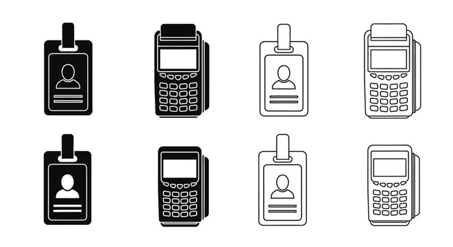Id card and vintage mobile phone silhouette
