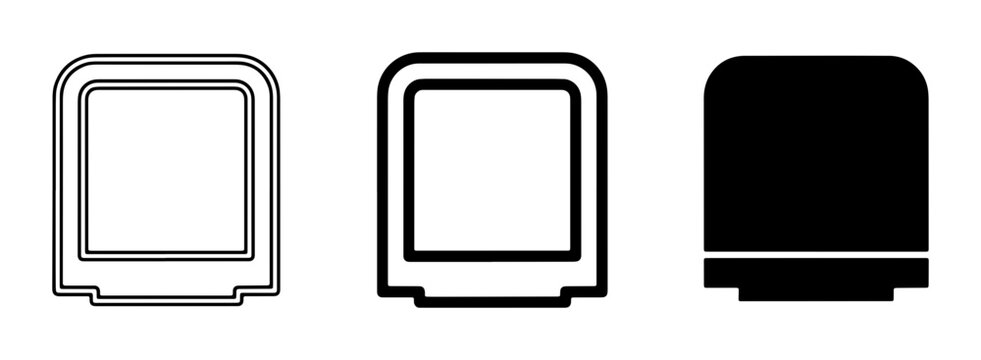Set of 3 UI Icons: Outline, Filled Outline, Solid Black, representing a digital interface element or button for web and app design.