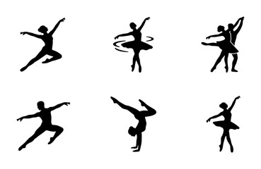 Ballet Dancer Silhouettes Collection, Elegant Poses, Classical Dance Figures, Vector Icons Set © Shahin