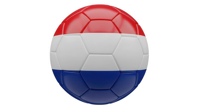 Soccer ball with the national flag of the netherlands on the surface isolated on transparent background