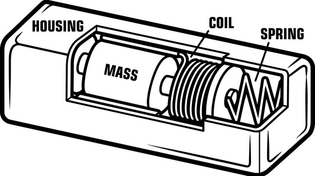 Diagram of a linear solenoid actuator with labeled components.