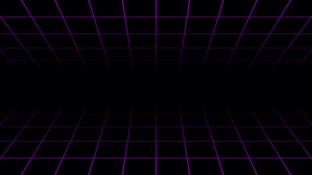 Animated Purple Grid lines moving on black background. 4K Video