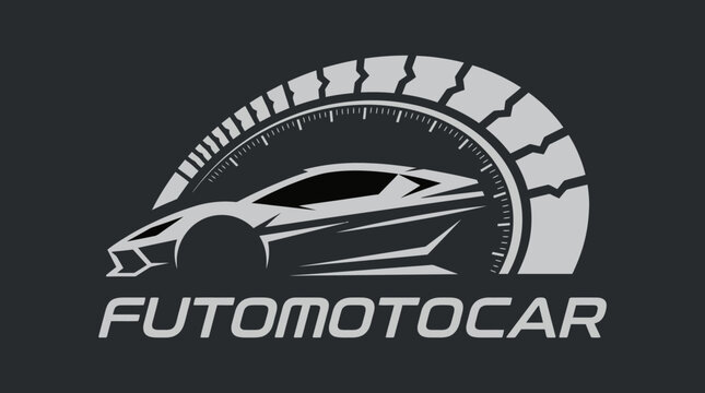 Futomotocar Sports Car Speedometer Logo Design.
