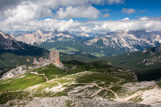 Misty mountains in the Dolomites, Italy, Tofana di Rozes