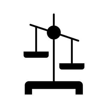 Weight scale icon. Science and weighing scales filled symbol. Black and white.