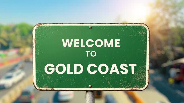 green highway road signs welcoming travelers to iconic Australian destinations