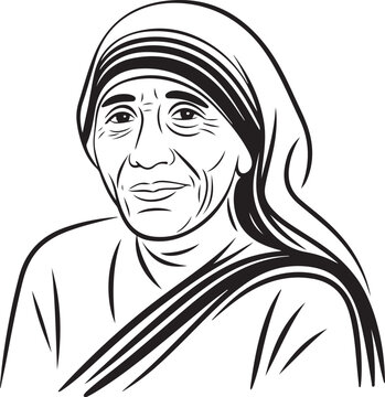 Mother Teresa wearing a headscarf smiling forward