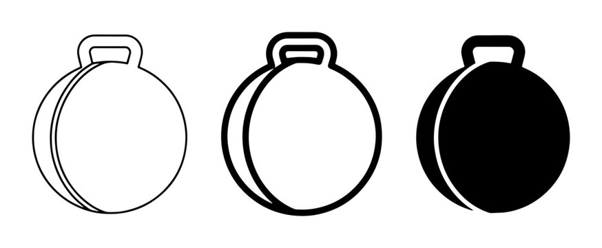 Kettlebell Icons Set: Silhouette, Outline, and Filled Styles for Fitness and Strength Training Graphics