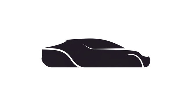 Sleek modern sports car silhouette isolated on white background.