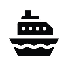 Obraz premium Modern ferry boat sailing on calm water - Black and white vector illustration of a sleek ferry ship cruising over gentle waves, ideal for travel or maritime themes.
