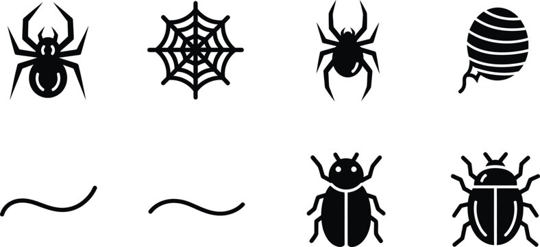 vector set of black silhouettes of birds