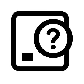 Question mark inside a square frame icon - Minimalist icon showing a question mark symbol centered in a square frame, perfect for queries or unknowns.