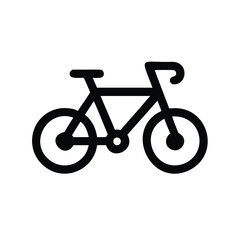 Fototapeta premium Simple black road bike icon silhouette - Minimalist black silhouette of a road bike with thin frame and drop handlebars, clean and modern design.