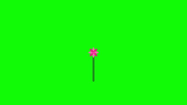 Red Star on Black Stick (Magic Wand) on Green Background for UI Effects and Special Features Indicators
