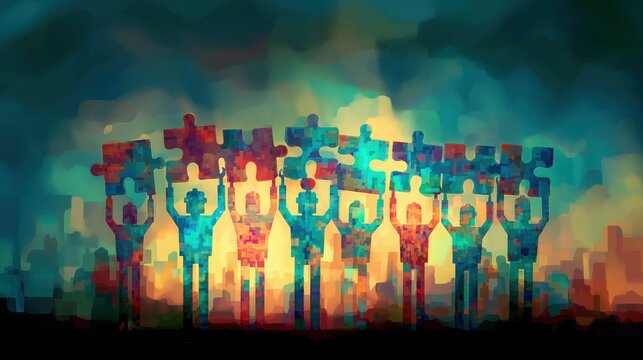 AI Collaboration and Automation Teamwork Puzzle Concept