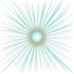 Fototapeta premium Cyan starburst lens flare light rays on black