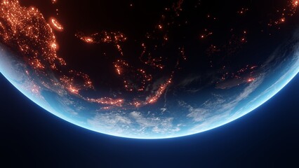 Earth at Night: Glowing Cities Illuminating the Planet from Space © Qasim