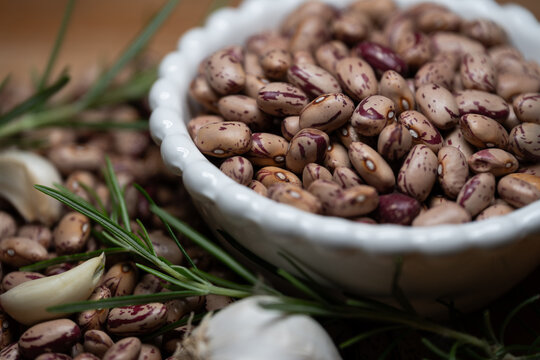 Still life of dried borlotti beans