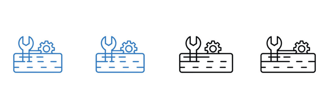 Road Construction Multiple Style Icon Set Pack for Web Banner Design with Infrastructure Symbols Vector