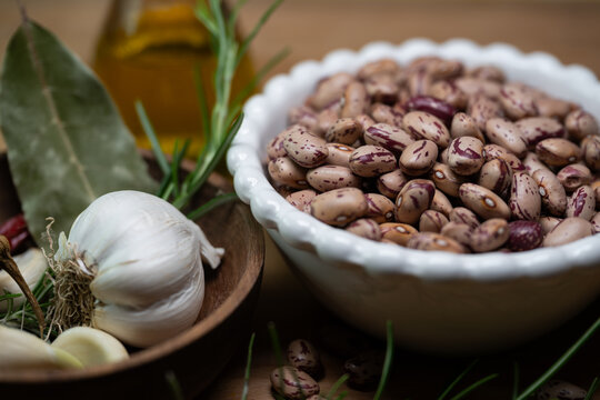 Still life of dried borlotti beans