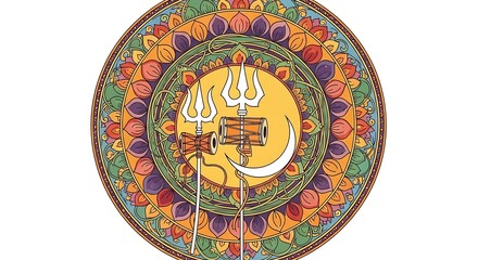 Fototapeta premium Hindu Om symbol with trident fork.