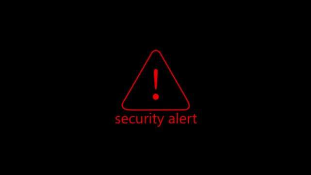 Red alert security warning with text on black background
