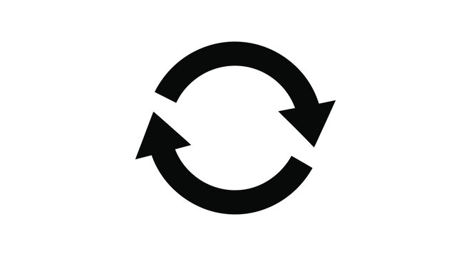Circular arrow icon looping recycle symbol black silhouette