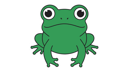 Fototapeta premium Cute green cartoon frog illustration with big eyes, wildlife