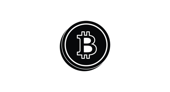 Bitcoin symbol in a circular shape black silhouette