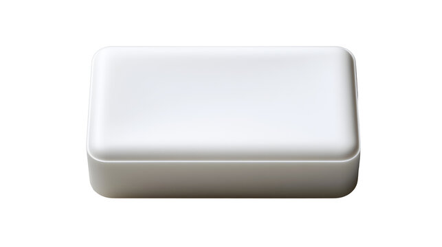 clean minimal white soap bar with soft shadow gradient isolated on white background