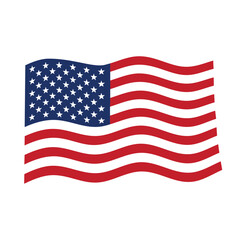 Fototapeta premium American flag waving isolated on white background with red and blue colors