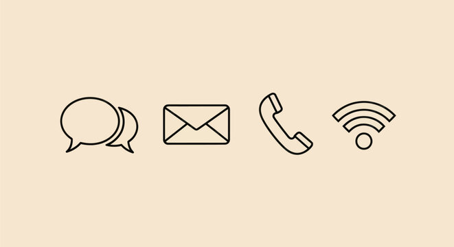 Communication icons on beige background