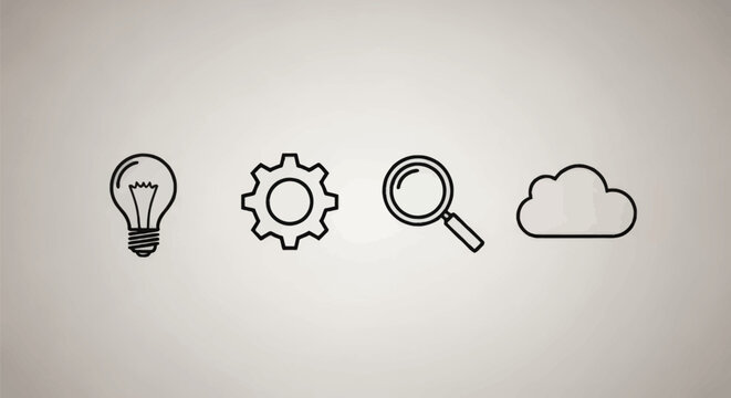 Conceptual icons idea settings search cloud