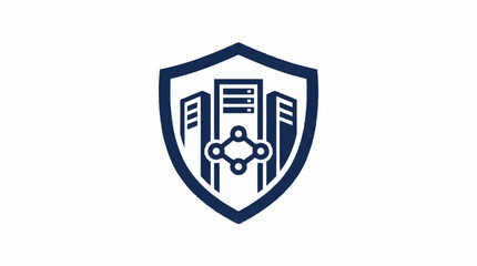 Cybersecurity shield protecting digital network servers and data center infrastructure. © NINDYA