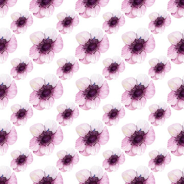 Dark Purple Dahlia Seamless Pattern