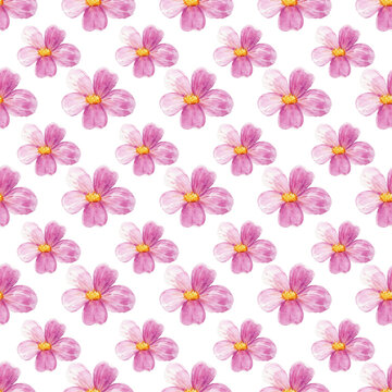 Purple Cosmos Flowers Seamless Pattern