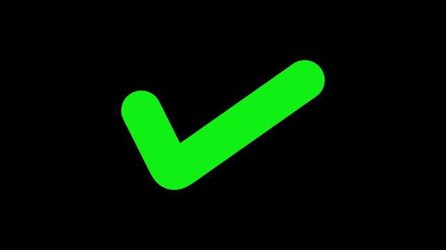 Green Check Mark Symbol on Black Background sign