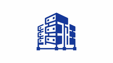 Naklejka premium Modern Blue Building Icon Represents Architecture and Construction.