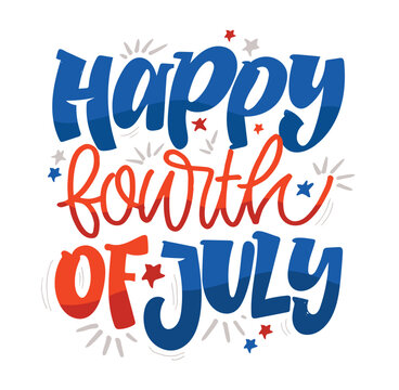 4th of July. Independence Day vector lettering for postcard, card, banner. Celebration calligraphy. US military armed forces typography concept. T-shirt design, mug print, tee art.