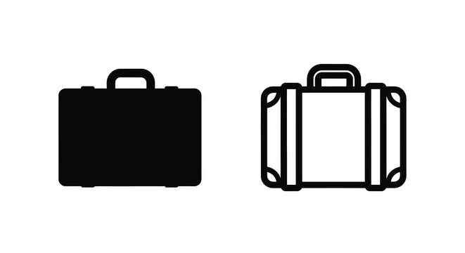 Two briefcase silhouettes black outline on white background silhouette