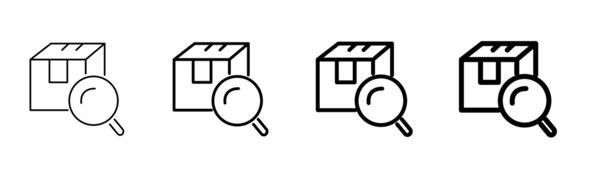 Package Status Check Magnifying Glass Search Icon Line Art Vector Illustration