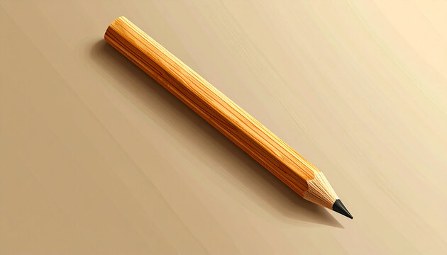 Wooden pencil on beige background