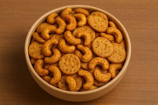 Masala kaju Namkeen Mathri stock photo 