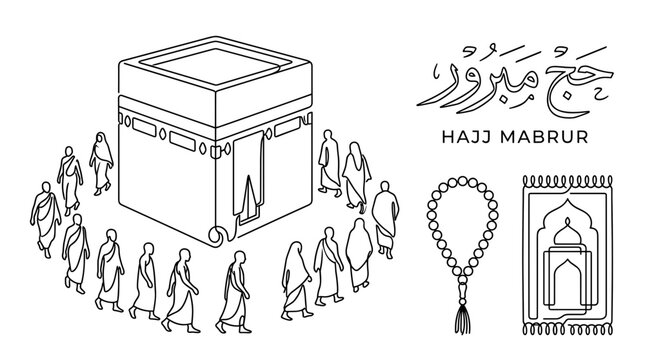 Pilgrims gather around Kaaba landmark