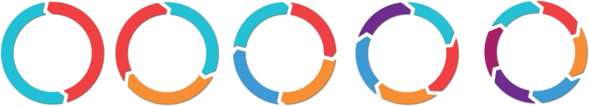 set of colorful Circular Process Infographic Set. Rotate arrow and spinning loading arrows, repeat circle. Business strategy workflow process infographic elements, Circular Multi-Stage Diagram.eps