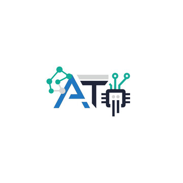 AI Logo with Circuit Board and Network Connections - Artificial Intelligence Concept