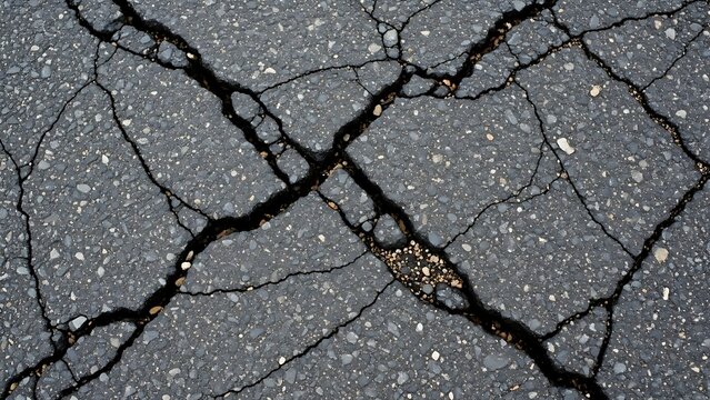 Cracked asphalt road surface texture background.