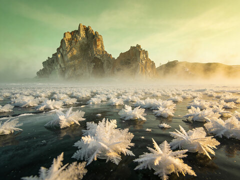 Majestic Winter Landscape of Frozen Baikal Lake